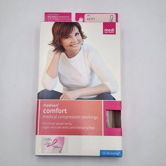 MEDIVEN Comfort Calf‎ Highs Closed Toe 15-20mmHg (Natural) Size: I - Picture 1 of 6